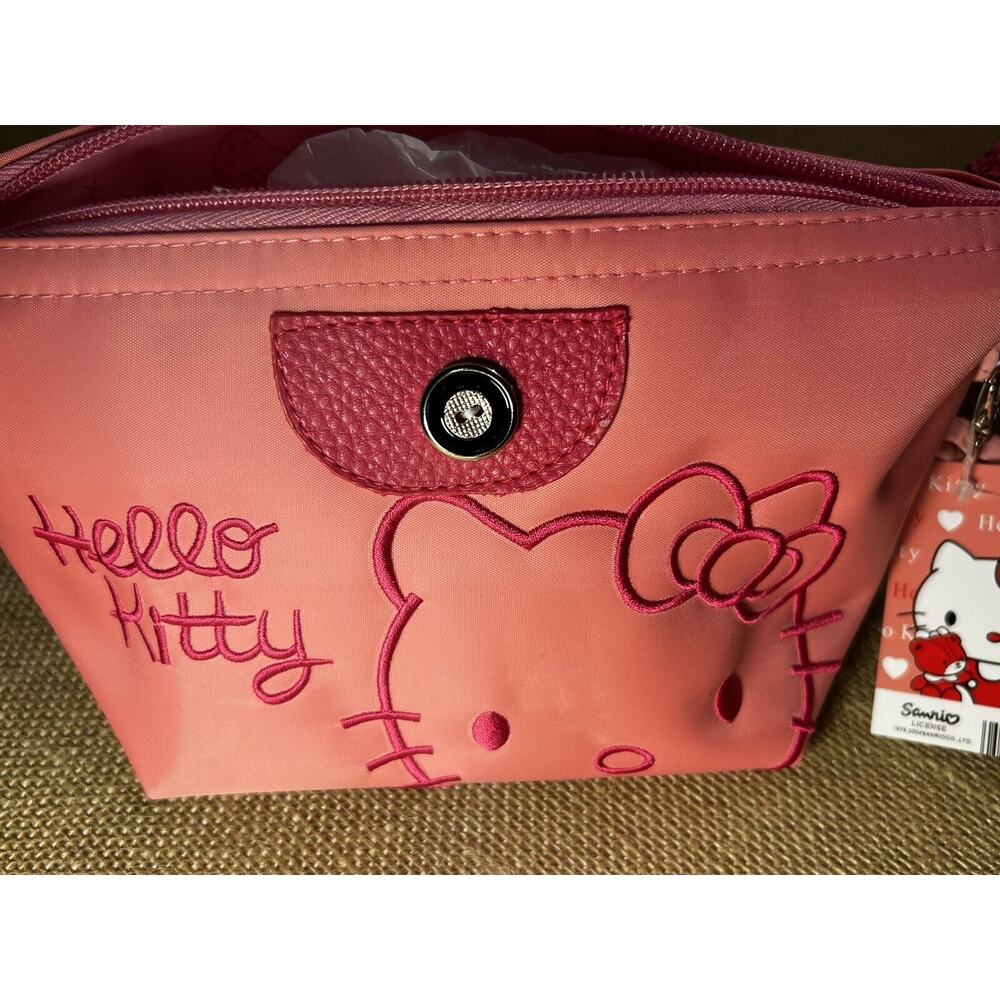 Hello Kitty (For Sale in Japan Only) Nylon Embroidered Pink Wristlet Bag